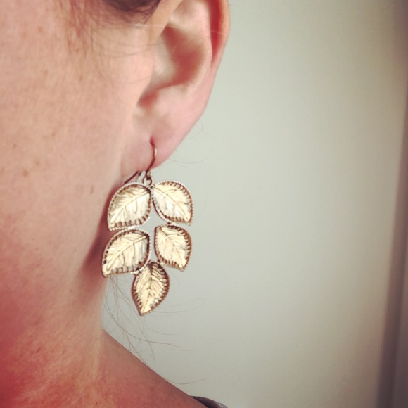 Gold Leaf Earrings - Picture 2 of 3